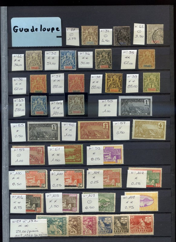 011224 Timbre Guadeloupe Cote 1050â¬ Dont Les 43 Et 44 Neufs**