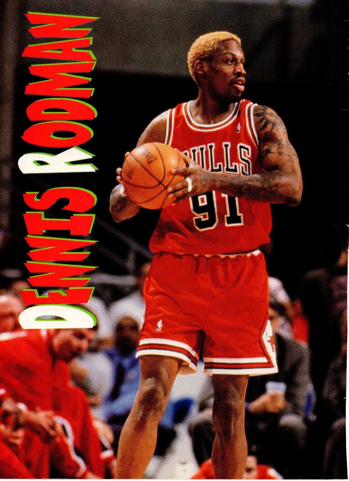 Vintage 1998 Dennis Rodman Poster NBA Basketball Chicago Bulls | eBay