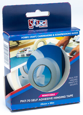 Self Adhesive Hinging Tape PH7-70 25mm x 20m Acid Free Removable No Ageing 595