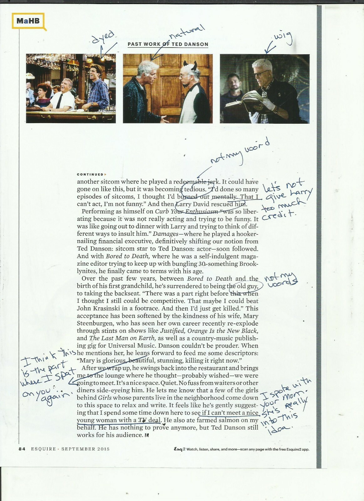 TED DANSON MAGAZINE CLIPPINGS