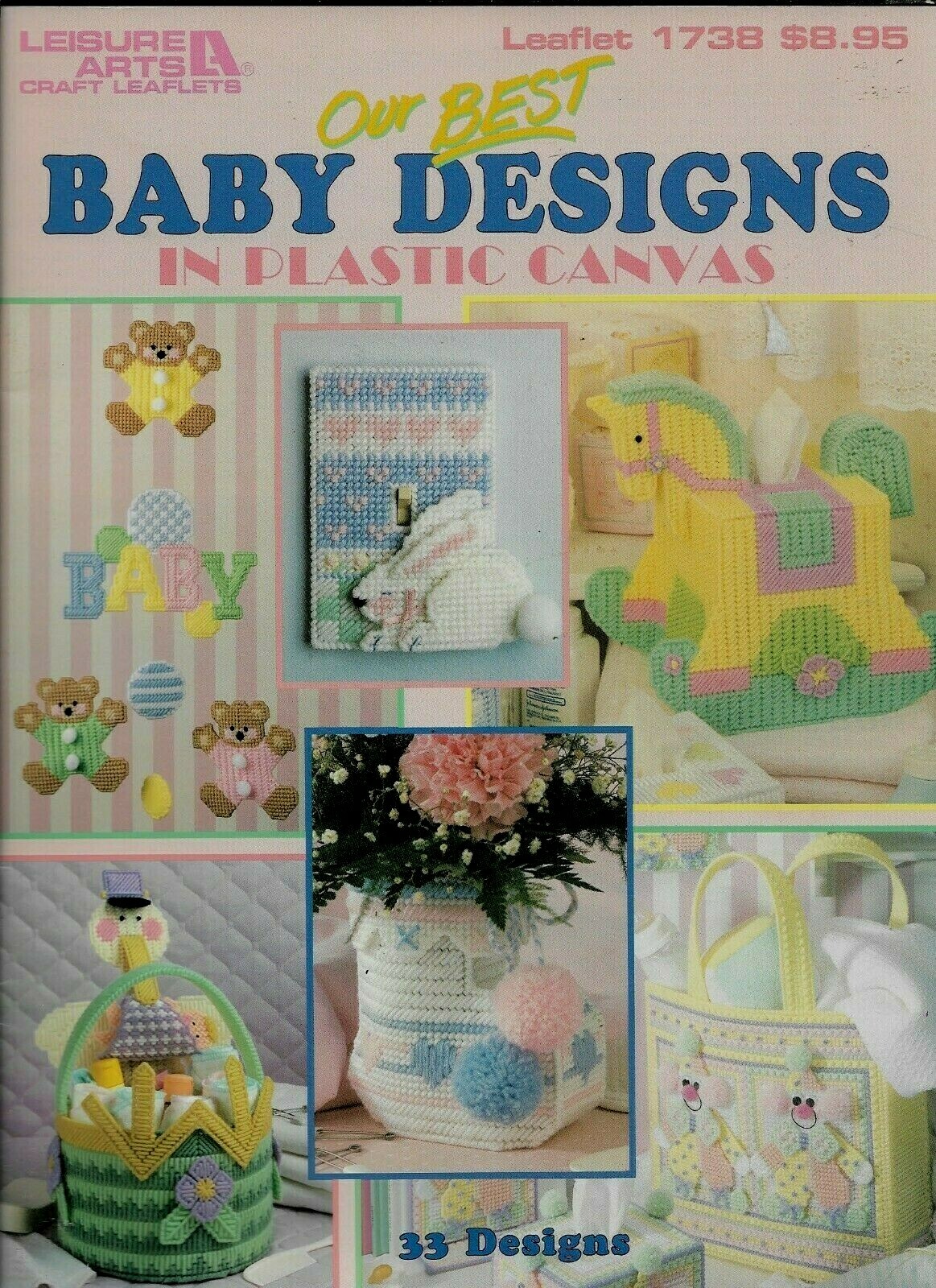 used-our-best-baby-designs-33-projects-leisure-arts-plastic-canvas-pattern-book-ebay