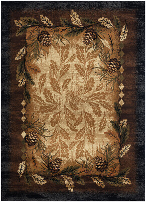 Lodge Cabin Rustic Forest Pinecone Area Rug **FREE SHIPPING**