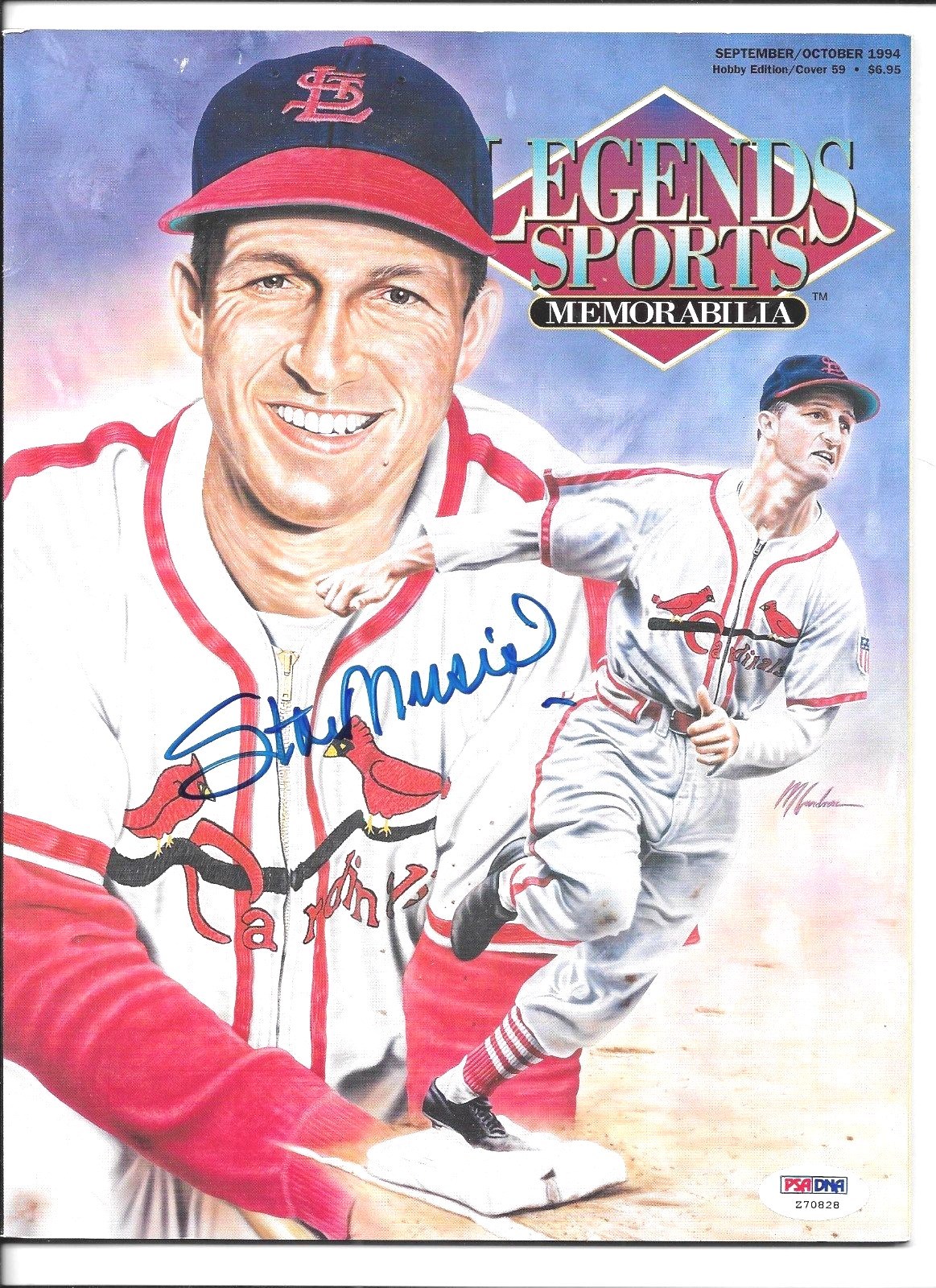 Stan Musial Signed Sept/Oct 1994 Legend Sports PSA COA & Hologram #Z70828