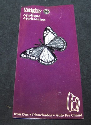Gray Butterfly Iron-On Applique Wrights Iron On Grey 1 7/8