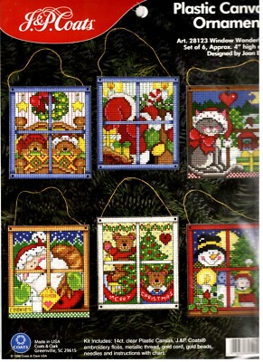 Window Wonder Christmas Ornaments Plastic Canvas Kit J. P. Coats Kit 28123