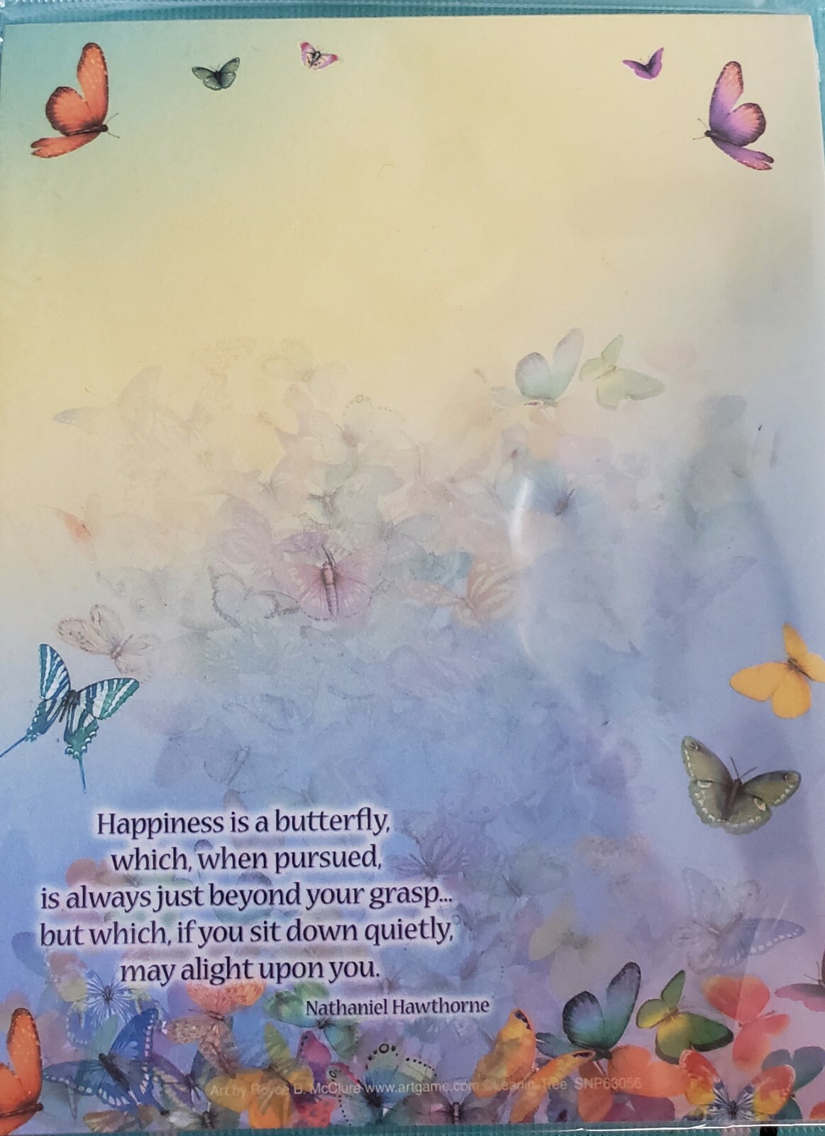 'Happiness is a butterfly...' note pad by Leanin Tree