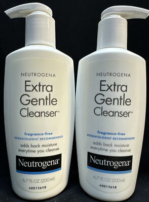 2 neutrogena extra gentle cleanser 6.7oz ea scuffed exterior