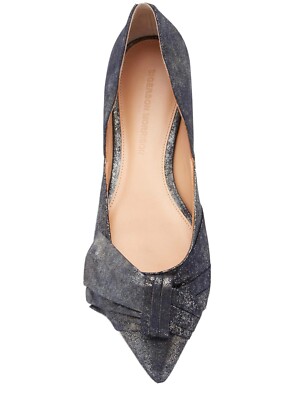 NWT Sigerson Morrison  Simona Suede Shiny Navy  Flat Size 7 MSRP $275