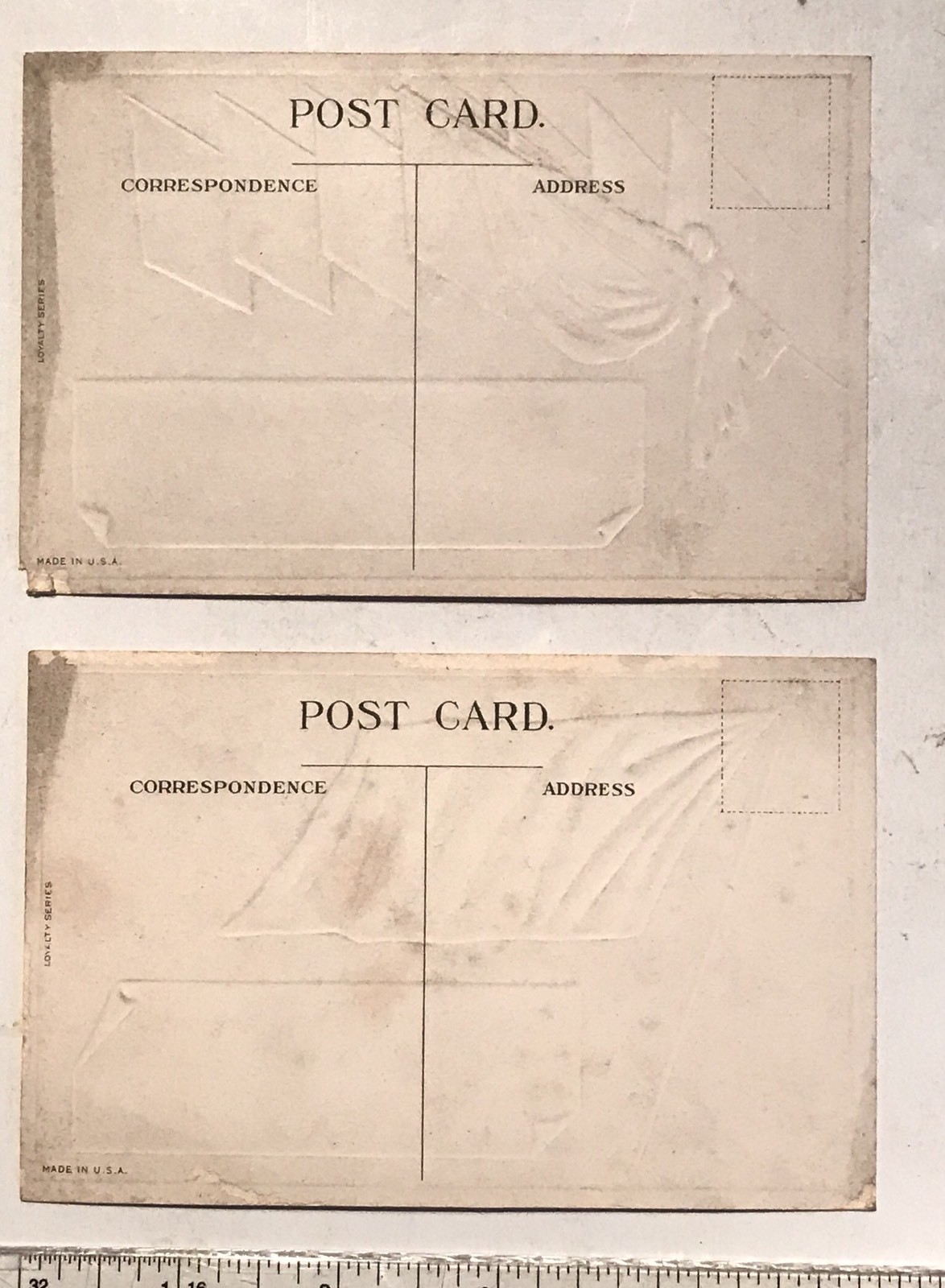 2 WWI Loyalty Series Postcards - U.S. Flag & Allied Flag Group UNMARKED/UNPOSTED