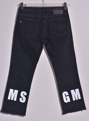 MSGM Milano Women's Jeans Trousers Black Cotton Denim Cropped Size 40