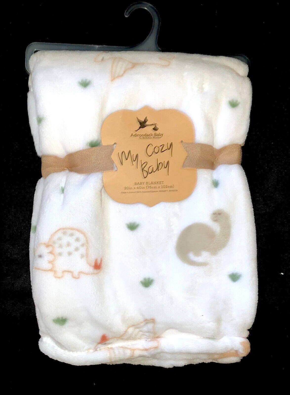 New!! Baby Boys White Plush ADIRONDACK "Dinosaur" BLANKET sz 30" x 40" NWT