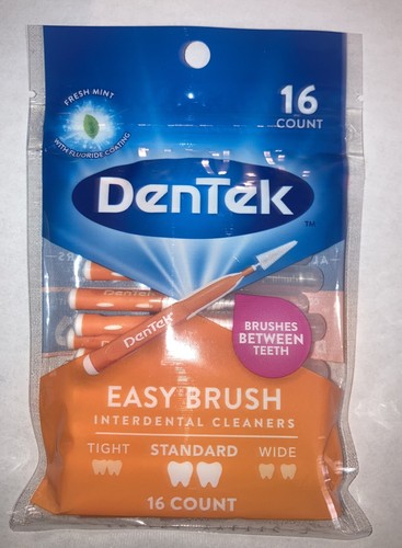 DenTek Standard Easy Brush Interdental Cleaners Fresh Mint Flavor 16 Ct 3 Pack👍