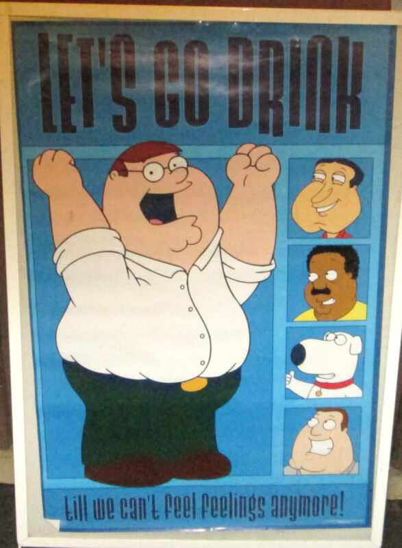 FAMILY GUY POSTER OOP  2004 RARE NEW SEALED LETS GO DRINK