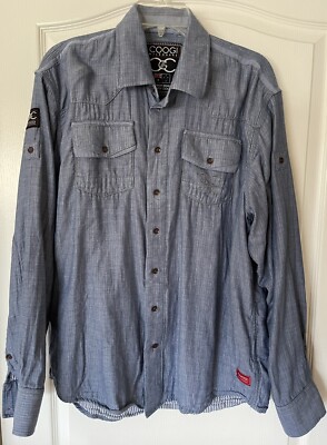 Coogi Denim Short Sleeve Button Down Shirt Mens XxL