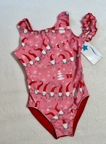 New DESTIRA gymnastics Leotard GNOME Pink CHRISTMAS Holiday GK CS Child Small