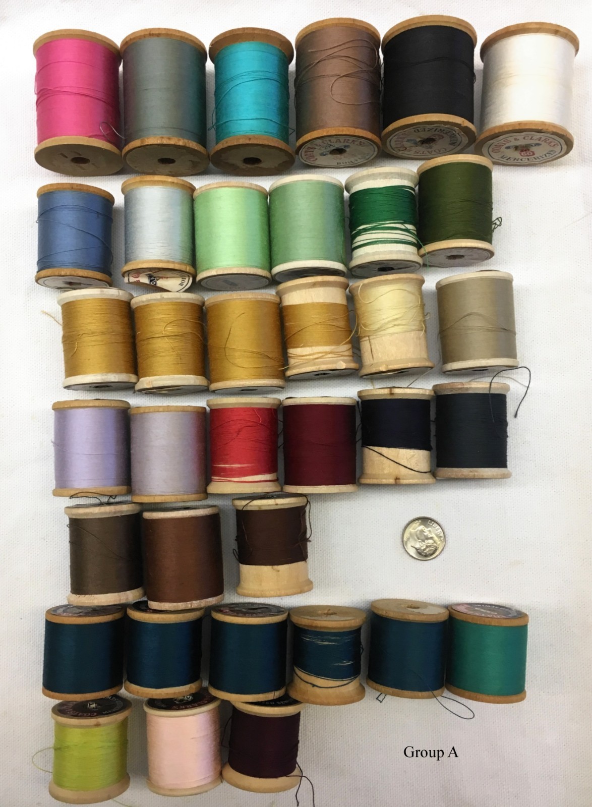 Lot 145 Vtg Coats Clark Wooden Thread Spools Cotton Mercerized Made in USA