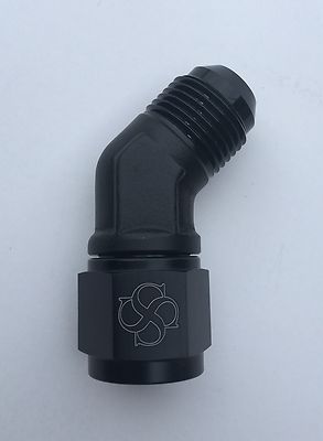 X562 -8AN Flare 45 Degree Fitting Female/Male Union BLACK