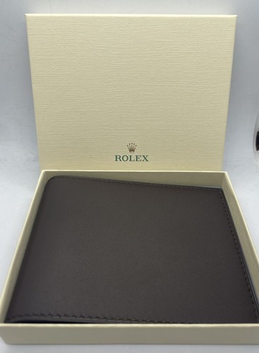 Pre-owned Rolex Bi-fold Authentic  Wallet - Dark Brown Color - Ad Gift - Brand