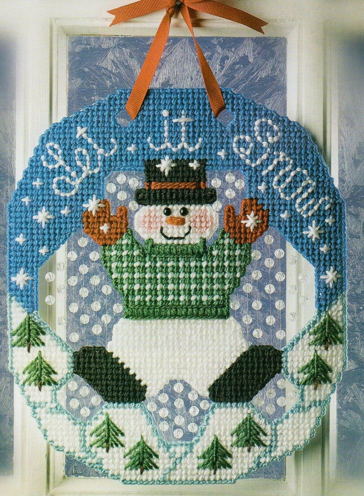 snowman-suncatcher-christmas-plastic-canvas-pattern-instructions-ebay