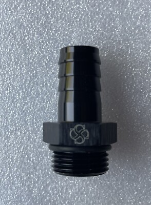 B122 -8AN O Ring Boss To 3/8 Hose Barb Aluminum BLACK 3/4-16 UNF Threads