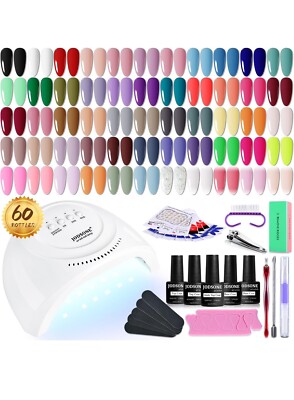 JODSONE 60 PCS Gel Nail Polish Kit with U V Light Base and Matte Glossy Top C...
