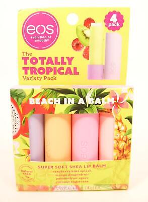 EOS FlavorLab Super Soft Shea Lip Balm Sticks Totally Tropical Variety Pack 4pk
