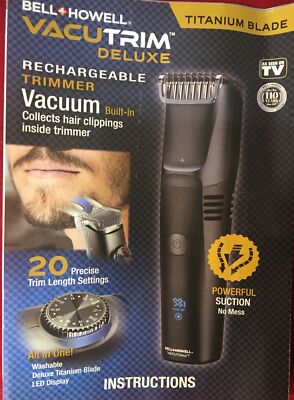 Bell & Howell Vacutrim Deluxe Titanium Blade Cordless Beard Trimmer NIB