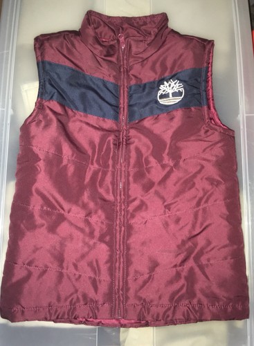 Timberland Lightweight Puffer Vest Burgundy/Navy Boys Sz 7