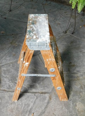 Vintage Wood Step Ladder Folding 23