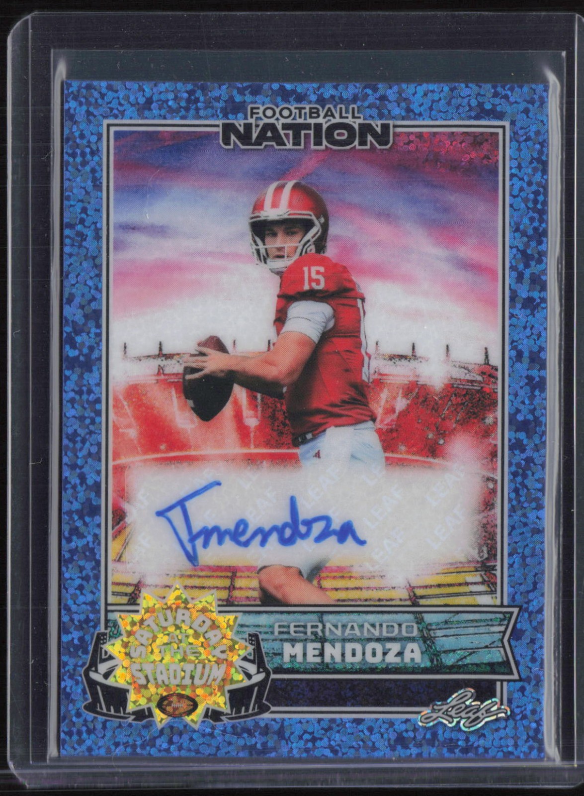 2025 Leaf Football Nation Saturday At Stadium Sparkle Fernando Mendoza 7/7 Auto