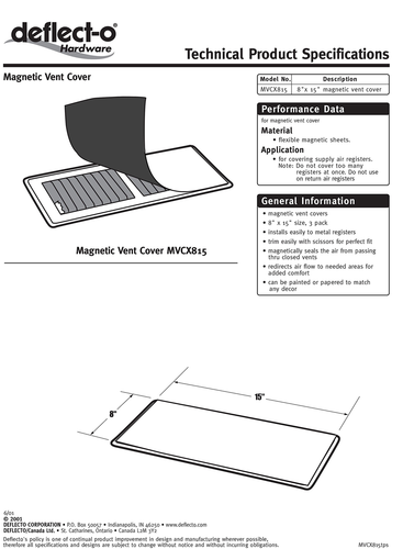Vent Cover, For Sidewall and Floor Vents, 8 x 15 NEW