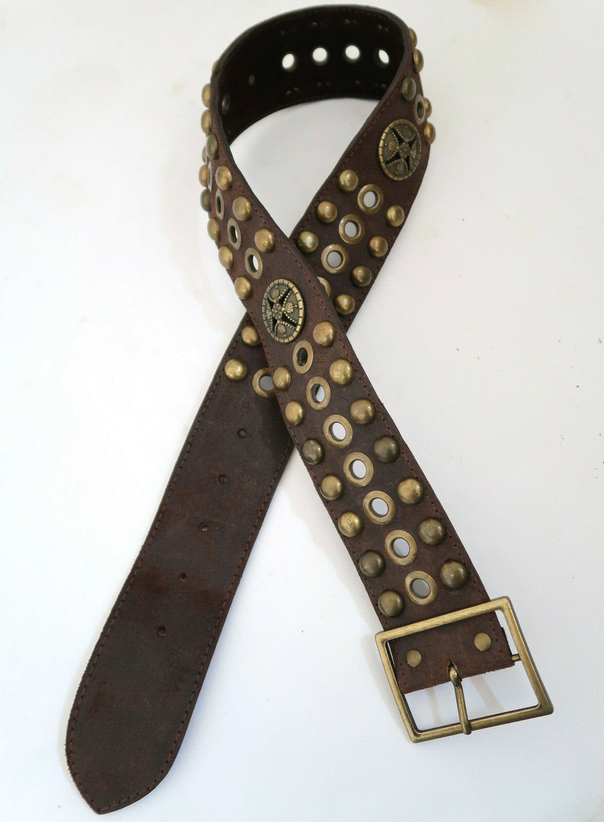 stein『LEATHER WIDE BELT』 ZIS grommet studded wide leather belt sz S | eBay