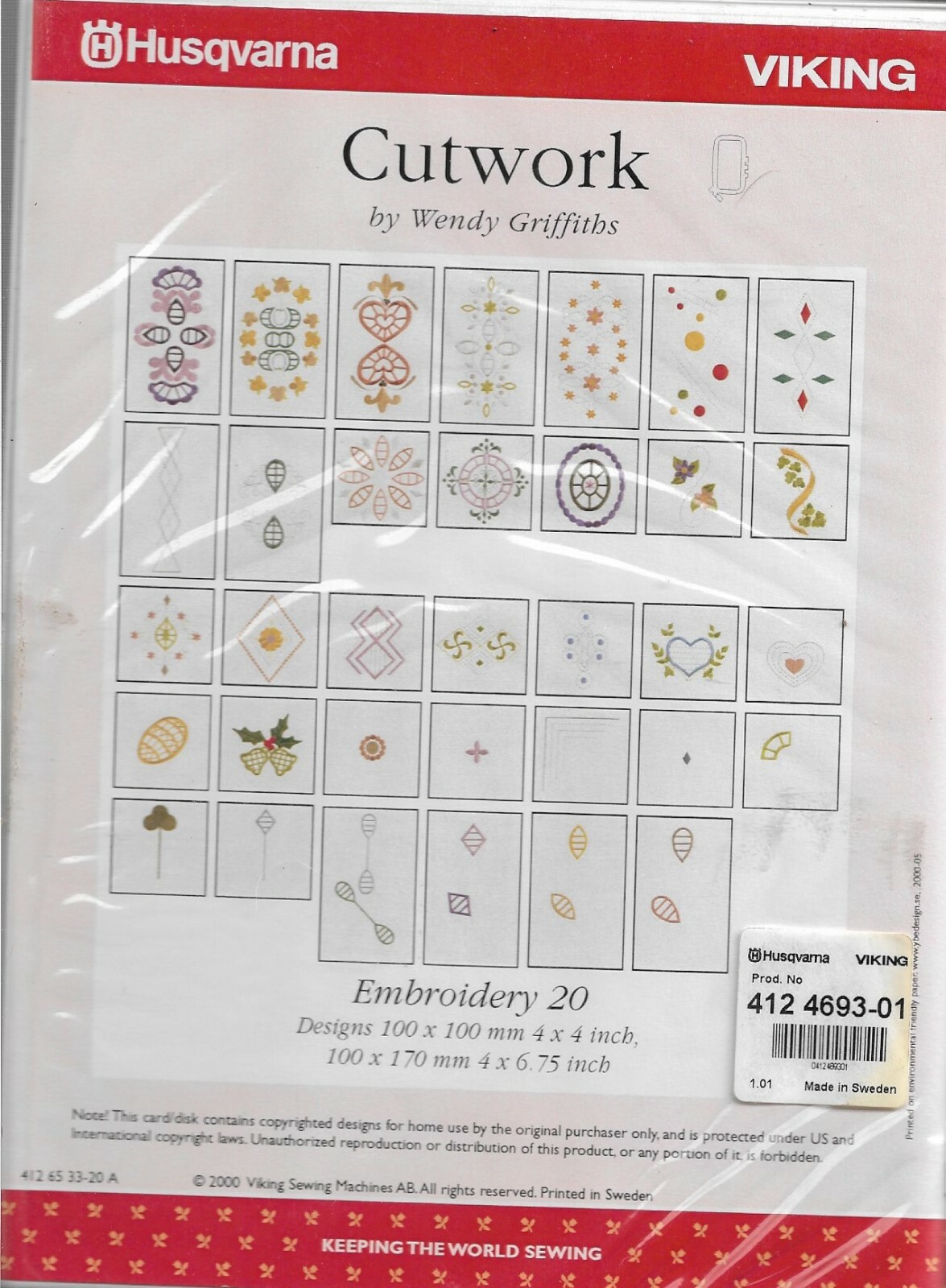 Husqvarna-Viking CUTWORK- Embroidery 20-Booklet-1 Disk For Designer 1 & PC