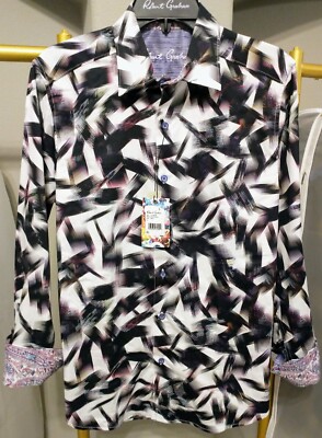 Robert Graham CLERMONT $278 Small  NWT NEW  Embroidered Abstract Sport Shirt
