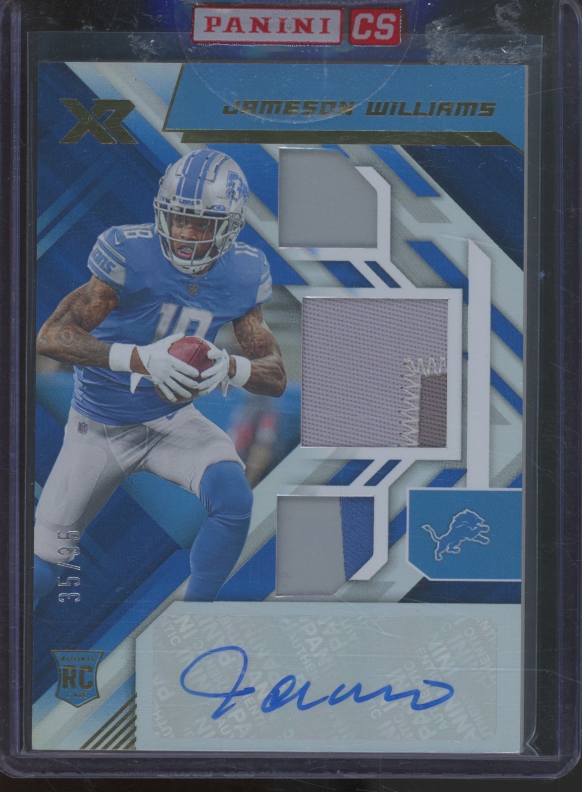2022 Panini XR #208 Jameson Williams 35/35 Auto Patch RC Rookie