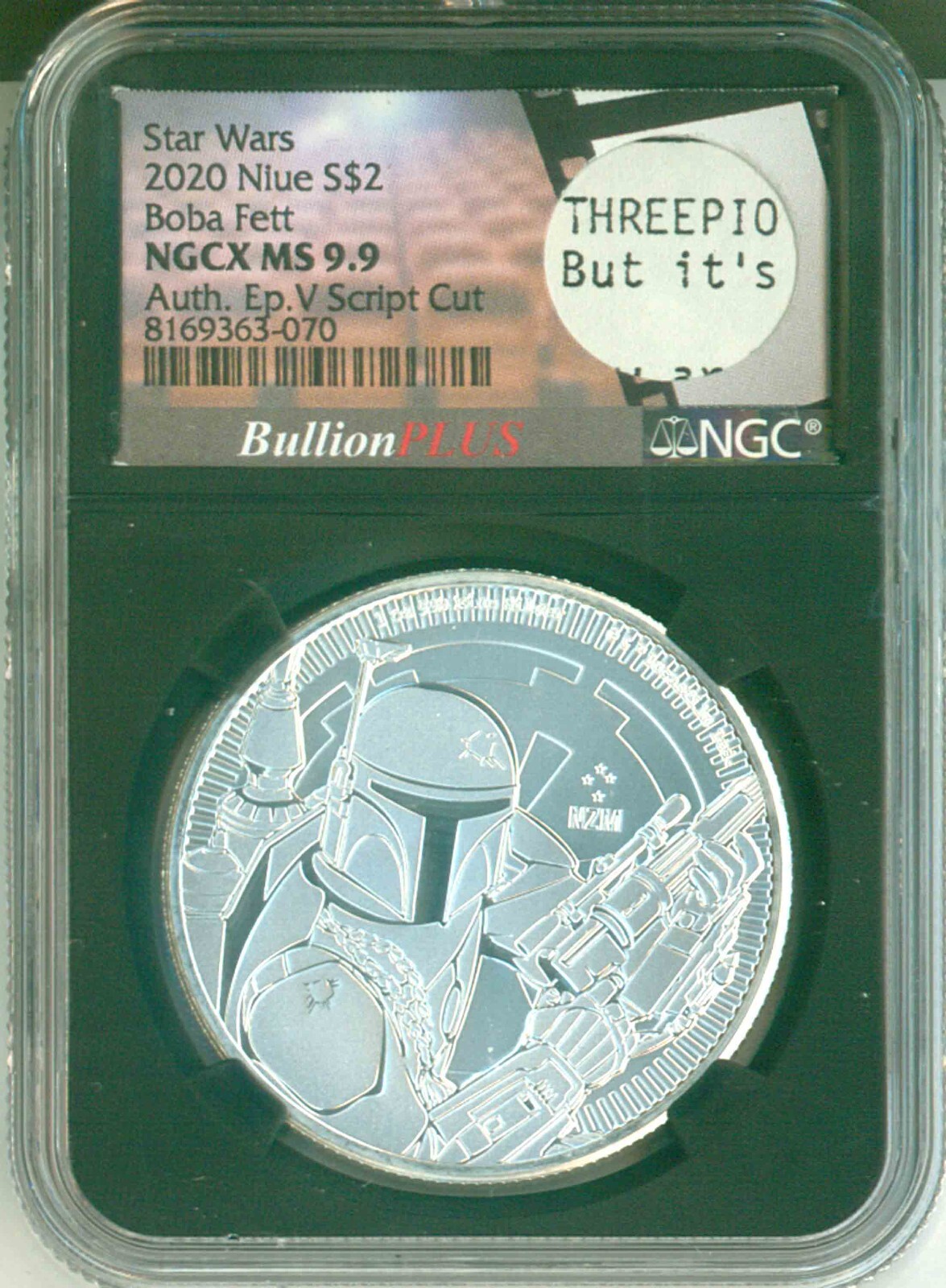 2020 Niue S$2 Star Wars Boba Fett Bullion Plus Script Cut Ep