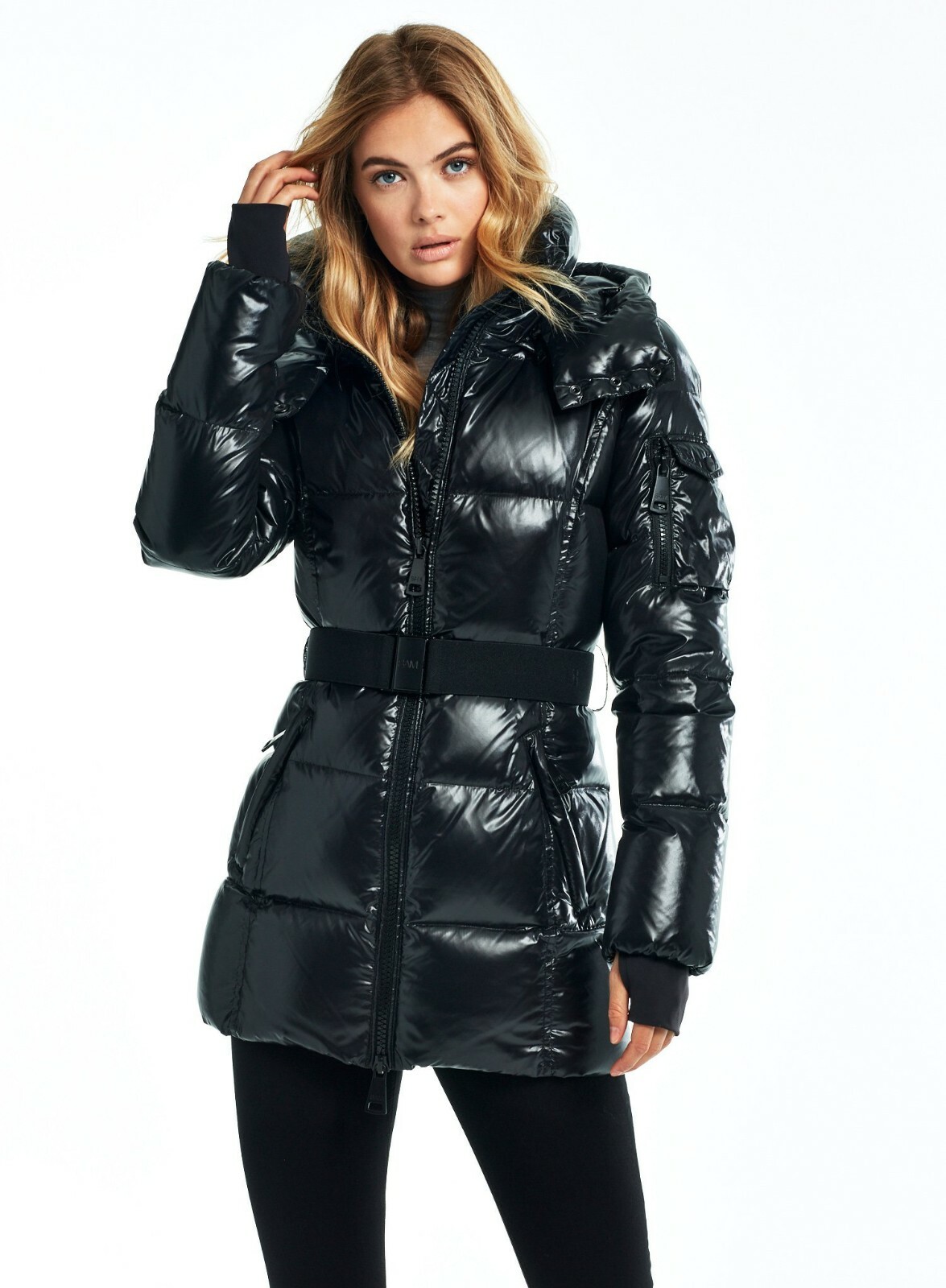 Pre-owned Sam . Ny Soho Wind & Water Resistant Goose Down Coat Jet Black Size S