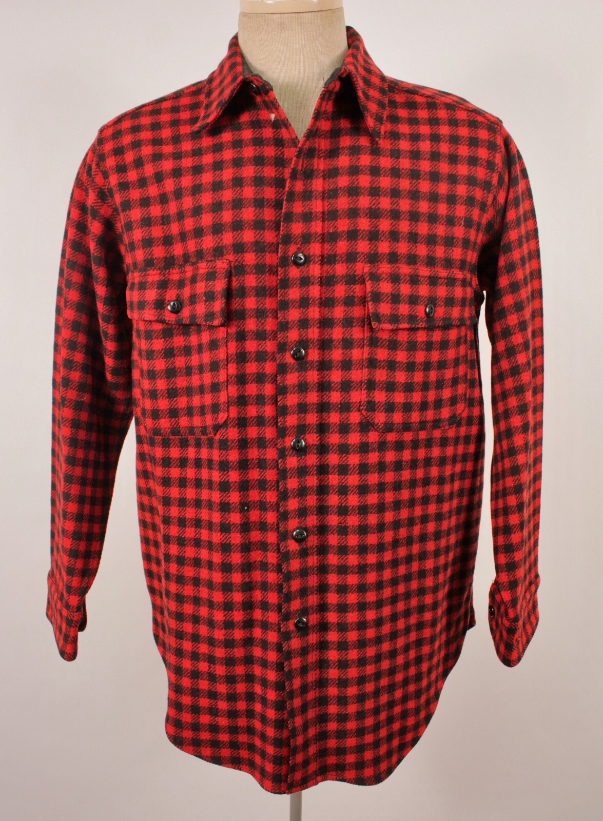 【special!!】50s print flannel shirt Vtg 50s 60s NOS Shadow Plaid Flannel Shirt Mens M Loop