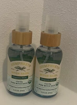 2 PK Humphreys Alcohol Free Pure Witch Hazel Mist  3.3 oz  Organic Ingredients