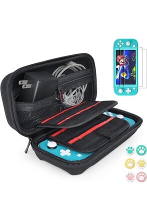 Daydayup Tasche für Nintendo Switch Lite + 2 Schutzfolien + 6 Daumengriffkappen