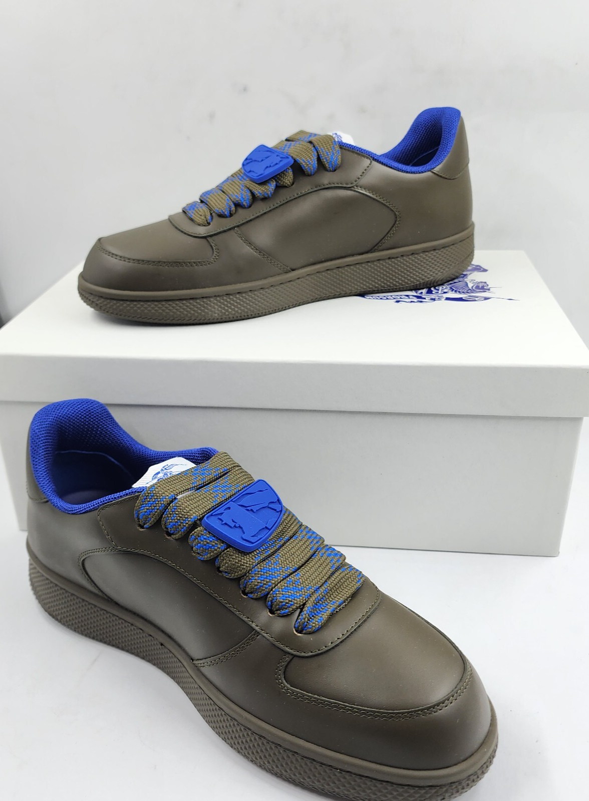 Burberry Terrace Leather Low-Top Sneakers Men's 41/8 US Loch Round Toe Lace Up - Picture 2 of 19