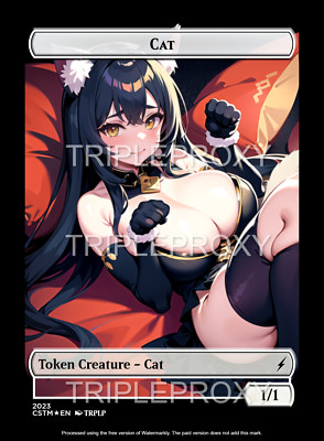 MTG Token Custom anime Waifu Cat Token 1/1 - Custom Token By TRPLP