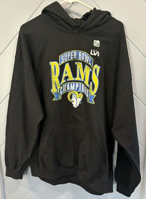 NFL LA Rams Super Bowl LVI Champs Black Hoodie Men's Size XLarge New