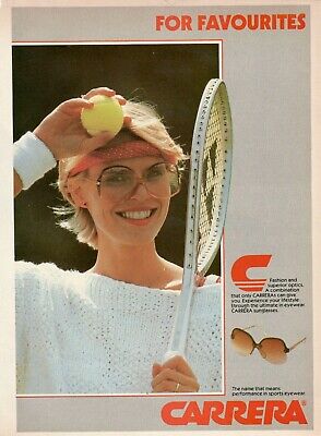 1982 Original Pubblicita' Americana OCCHIALI CARRERA for favourites donna tennis