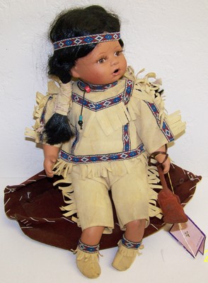 15 inch native american doll "lucy" with her own canoe