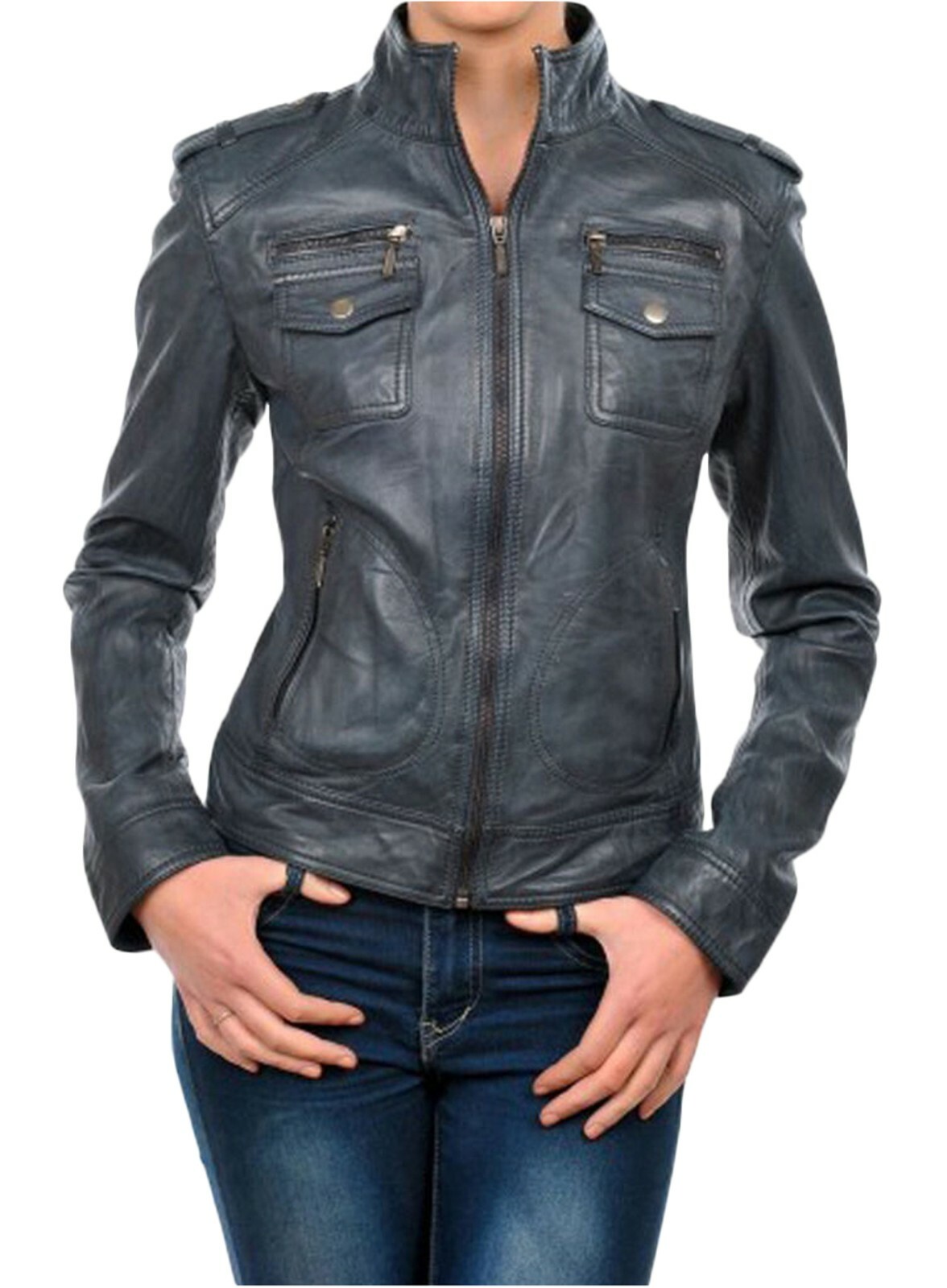 F&L NEU DAMEN LEDER MOTORRAD BIKERJACKE 100% ORIGINAL WEICHES LAMMLEDER -WJ543