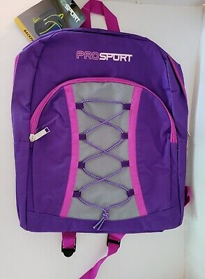 ProSport School Backpack Book Bag Travel Bag Multi Pockets - Purple -NWT