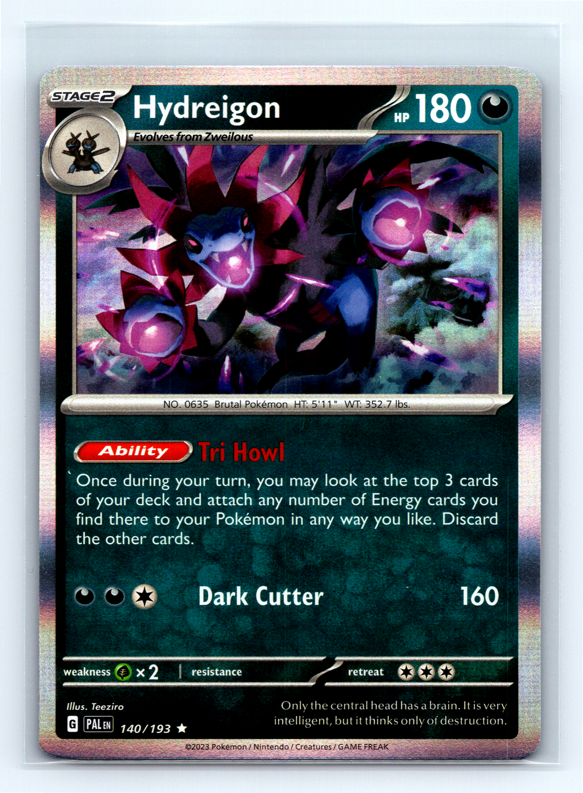 Hydreigon 150 HP ポケモンカード Hydreigon 140/193 SV02 Paldea Evolved Pokemon Card Silver
