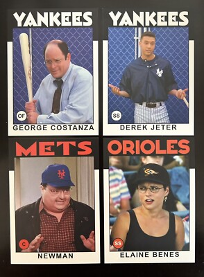 Lot of (4) George Costanza, Newman, Elaine & Derek Jeter - Seinfeld Custom Cards