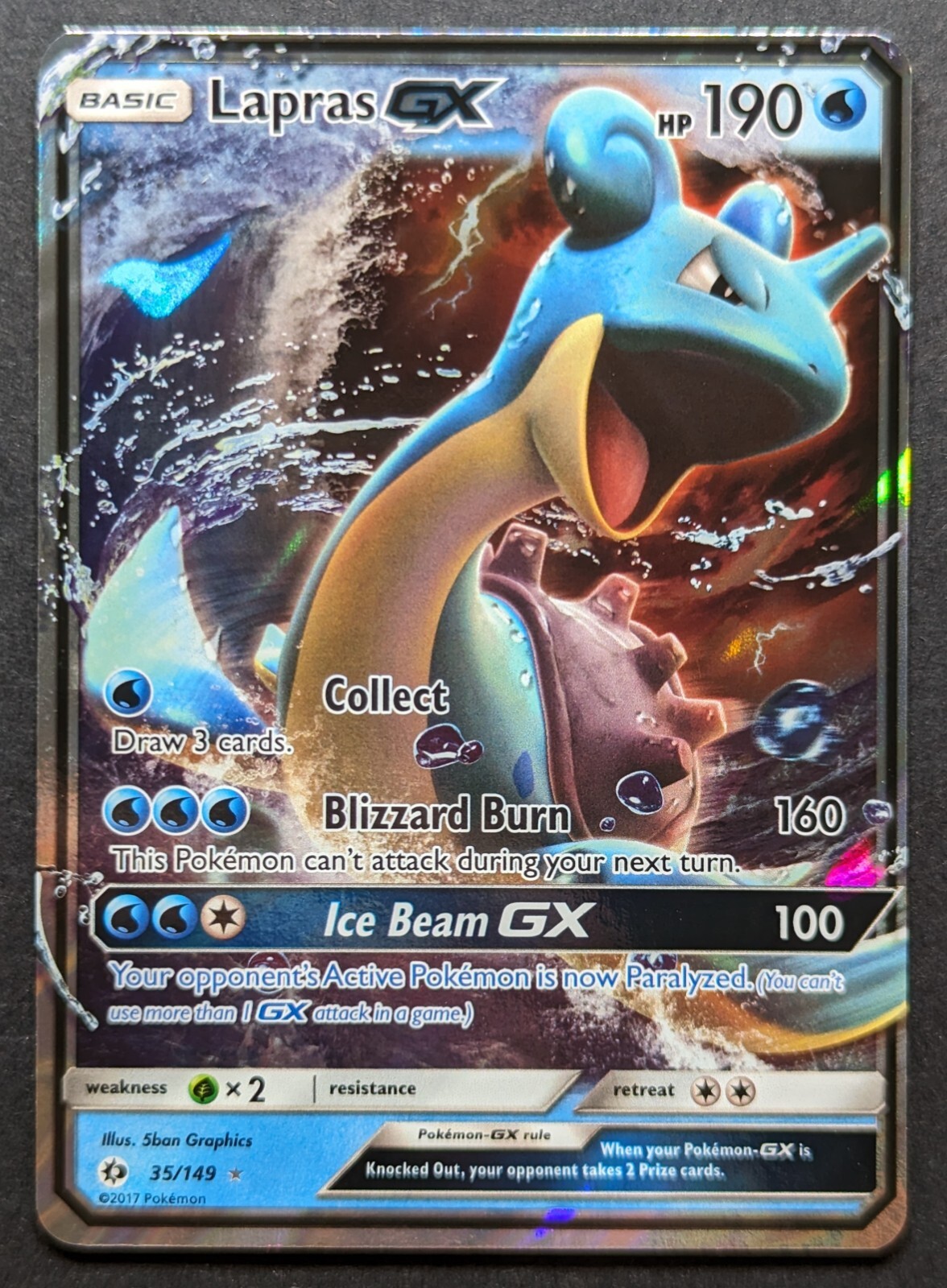 Lapras GX 2017 Sun & Moon Full Art Ultra Rare Holo Pokemon